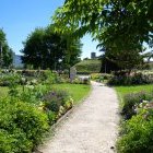 Vue du jardin Moselly fleuri et arboré