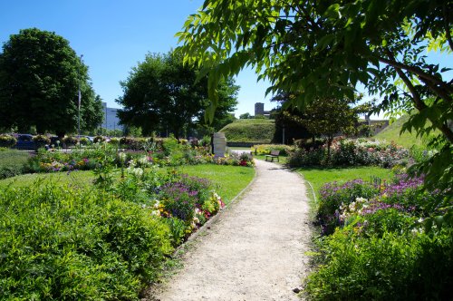 Vue du jardin Moselly fleuri et arboré